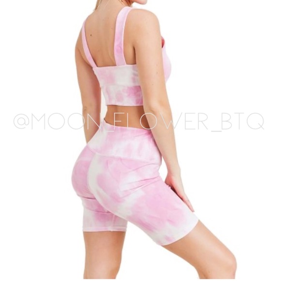 Kimberly Pink Cloud Tie-Dye Workout Set - Picture 3 of 14